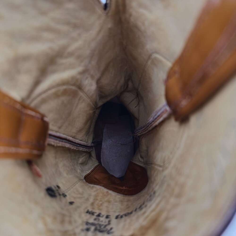 Vintage Unique Exotic Ostrich Tony Lama Mens 7D Brown Cowboy Western Boots CBC - Picture 14 of 16